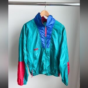$17 AS IS Vtg 90s Colour Block Columbia Sportswear Windbreaker L 23 x 24.25